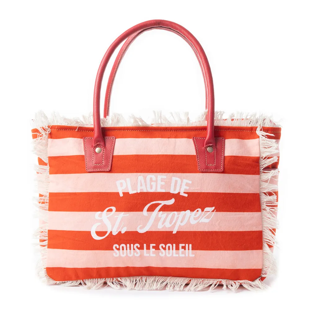 Saint Tropez Tote Bag In Red sold by Myra Bag