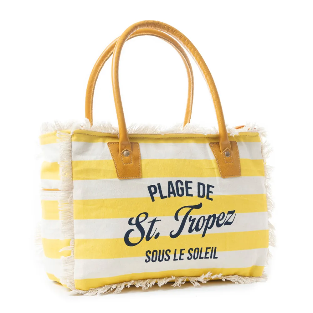 Saint Tropez Tote Bag In Yellow & White sold by Myra Bag product image thumbnail 2