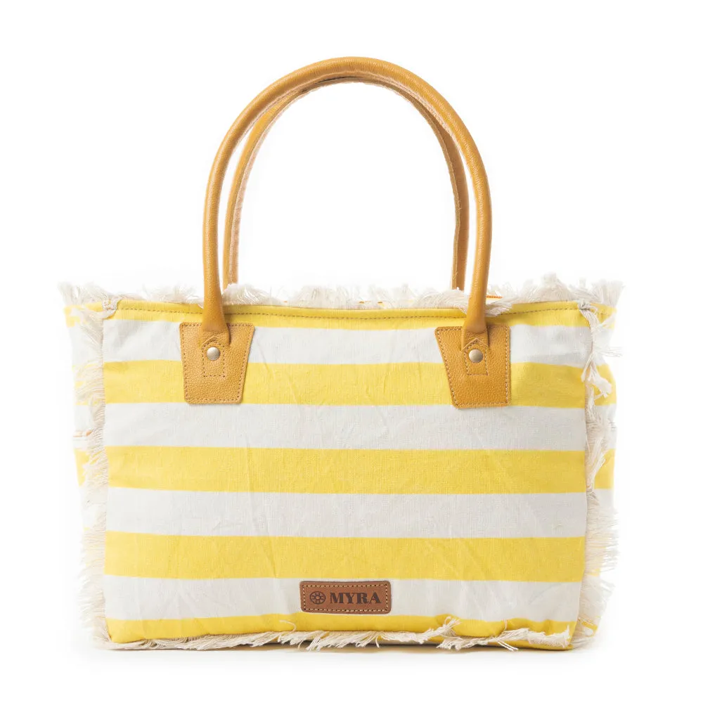 Saint Tropez Tote Bag In Yellow & White sold by Myra Bag product image thumbnail 3