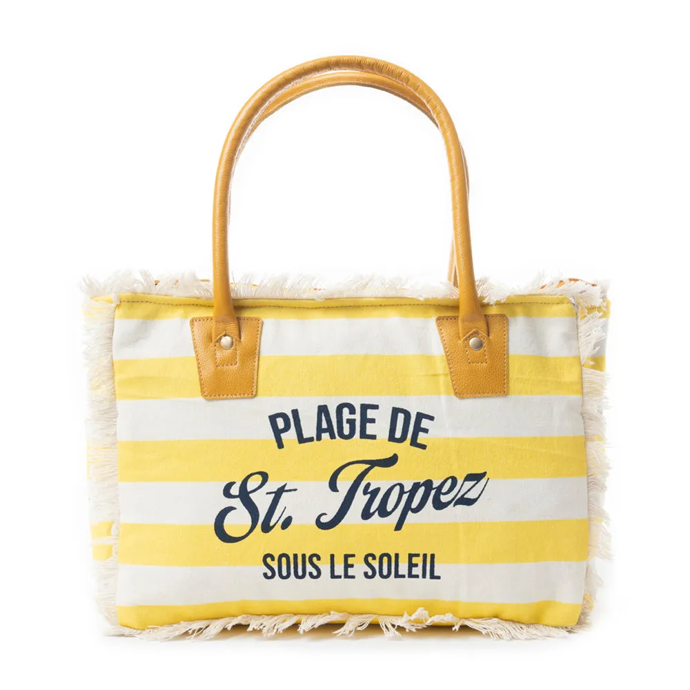 Saint Tropez Tote Bag In Yellow & White sold by Myra Bag