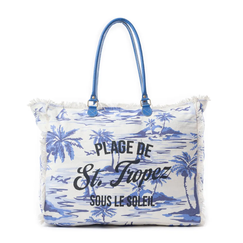 Saint Tropez Weekender Bag In Blue & White sold by Myra Bag