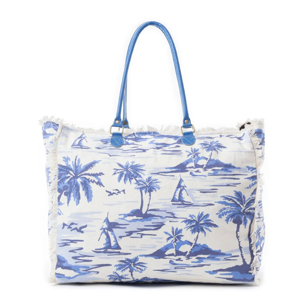 Saint Tropez Weekender Bag In Blue & White sold by Myra Bag product image thumbnail 3
