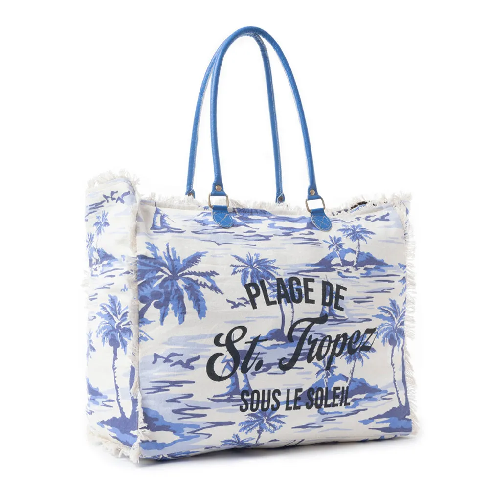 Saint Tropez Weekender Bag In Blue & White sold by Myra Bag product image thumbnail 2