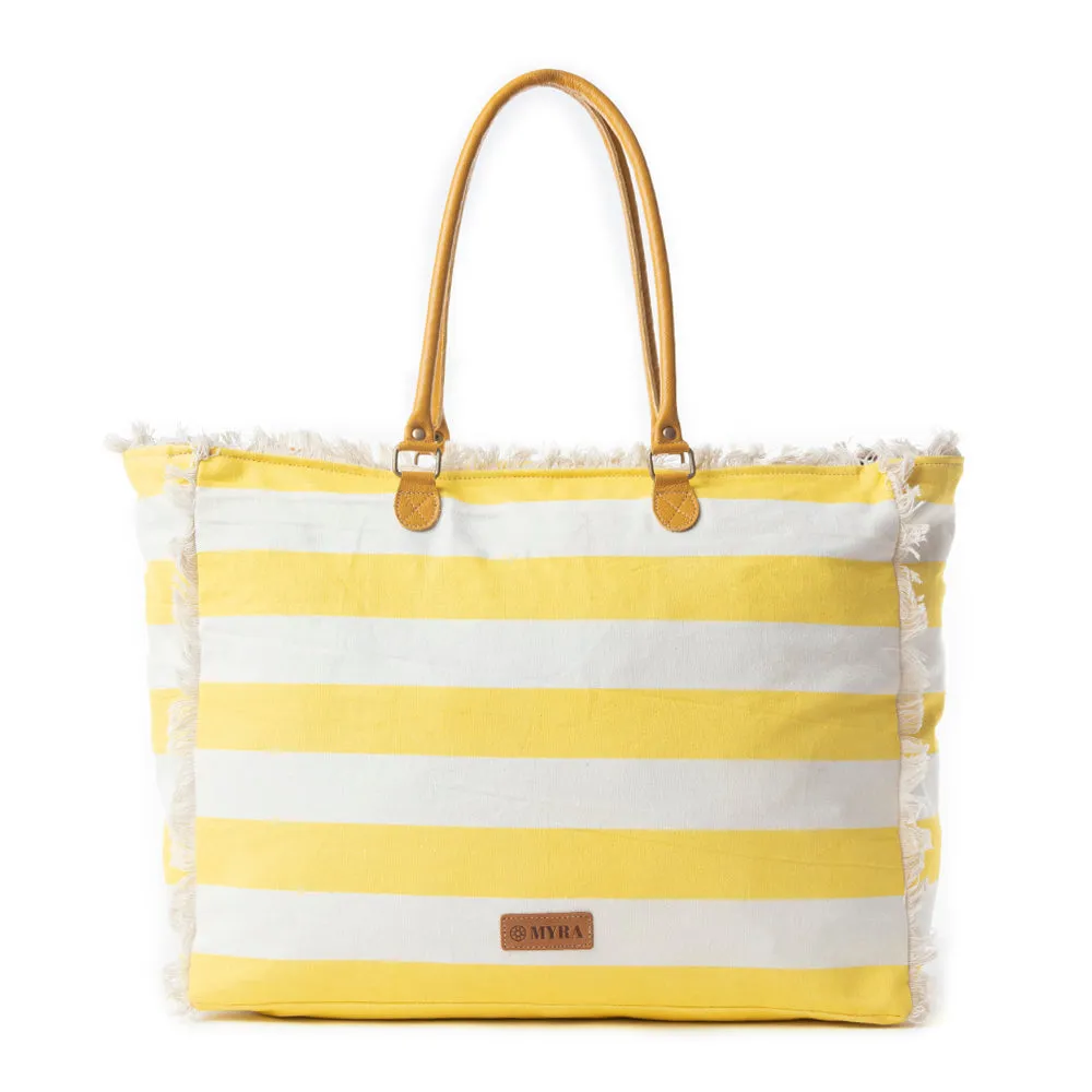 Saint Tropez Weekender Bag In Yellow & White sold by Myra Bag product image thumbnail 3