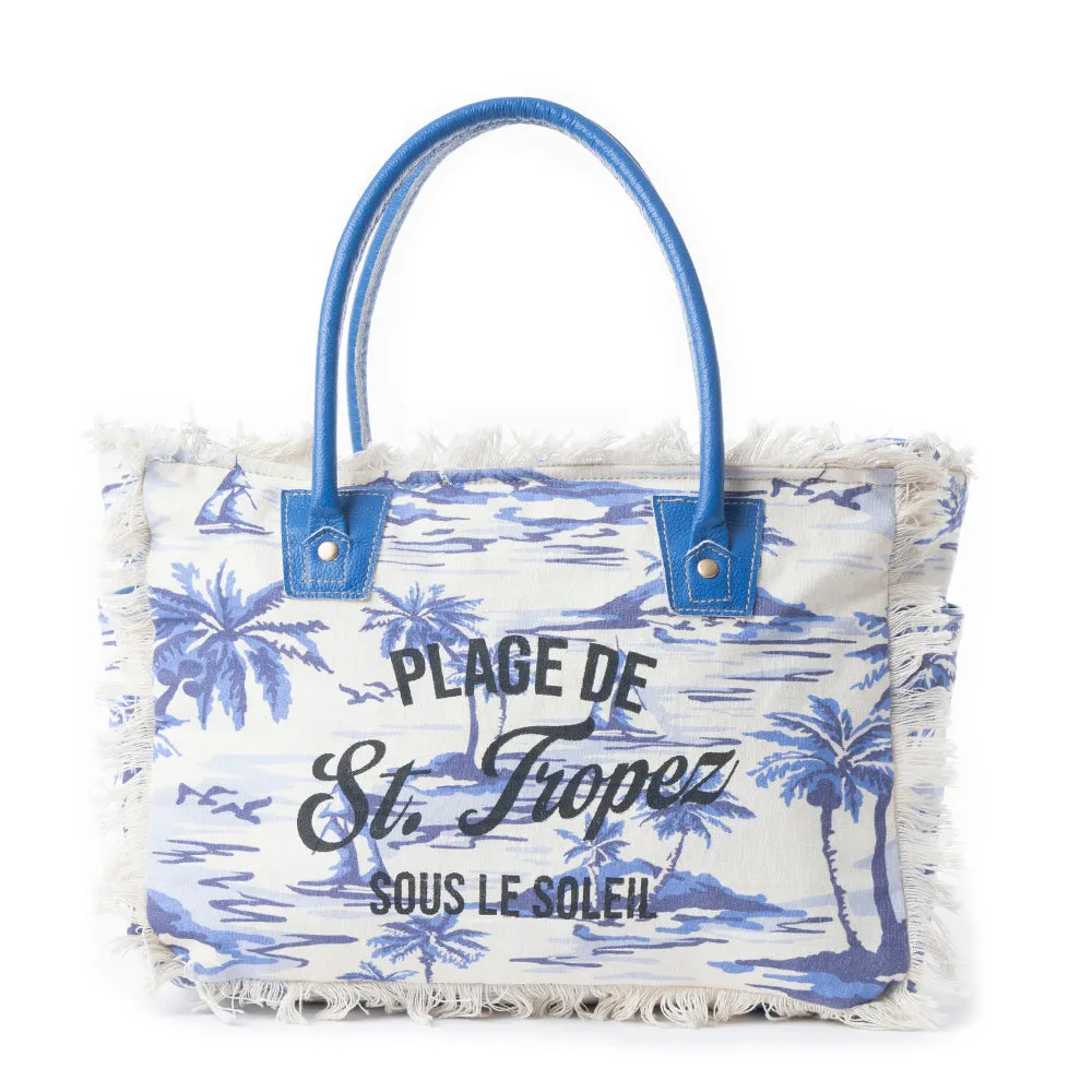 Saint Tropez Tote Bag In Blue & White sold by Myra Bag