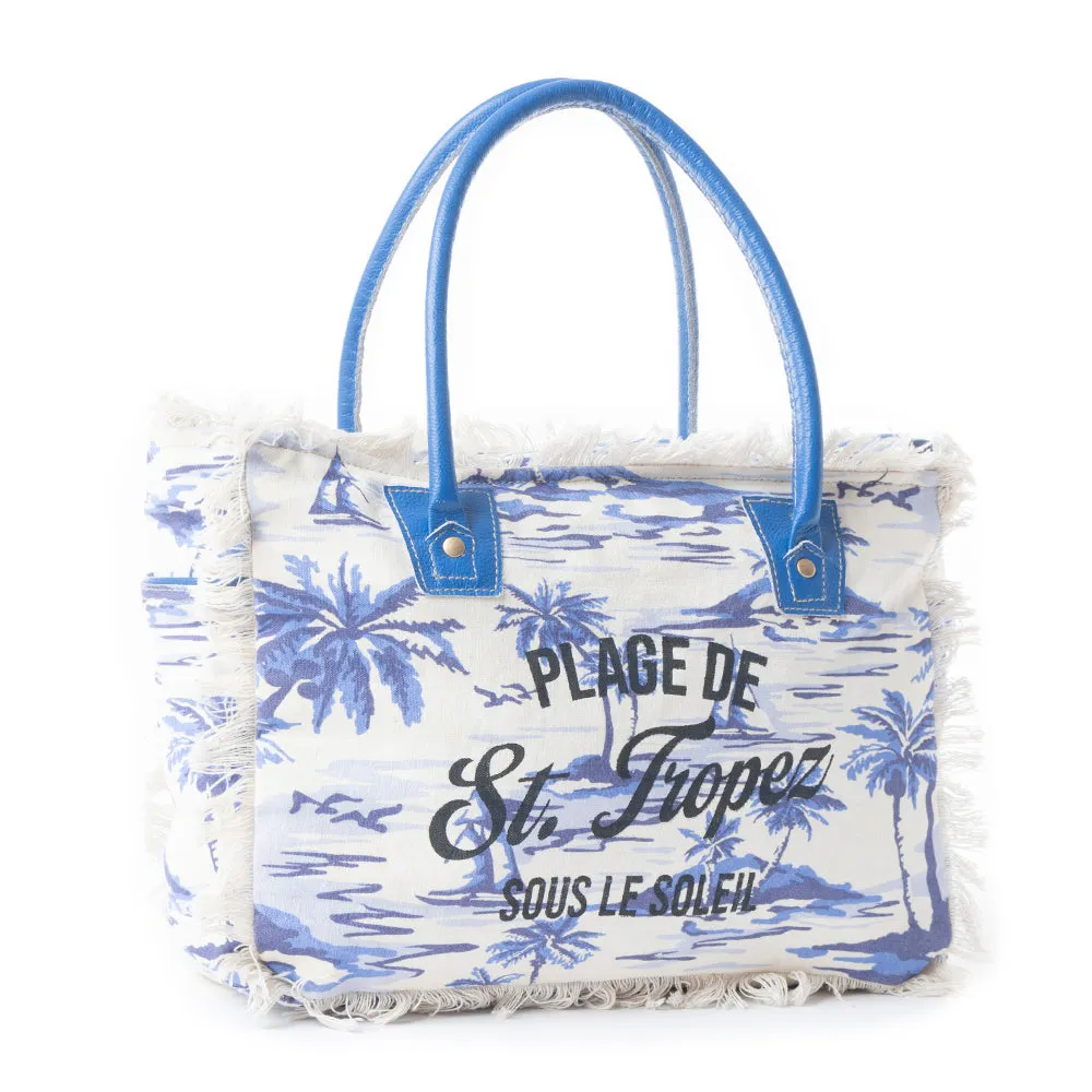 Saint Tropez Tote Bag In Blue & White sold by Myra Bag product image thumbnail 2