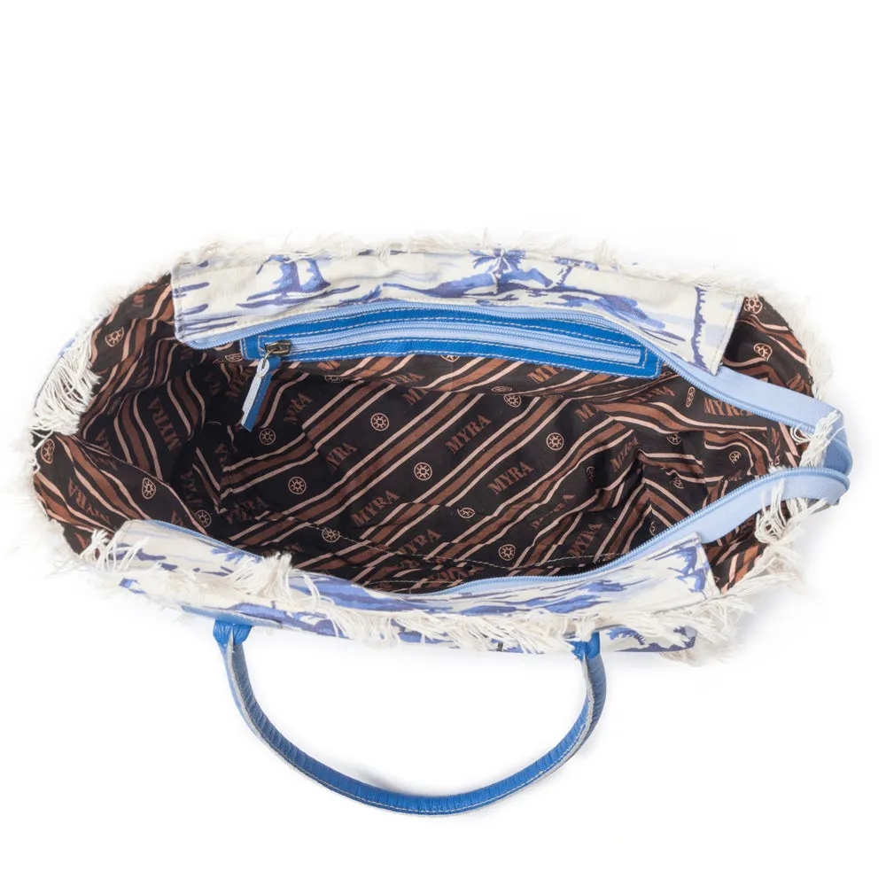 Saint Tropez Tote Bag In Blue & White sold by Myra Bag product image thumbnail 4