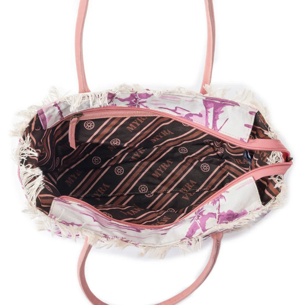 Saint Tropez Tote Bag In White & Purple sold by Myra Bag product image thumbnail 4