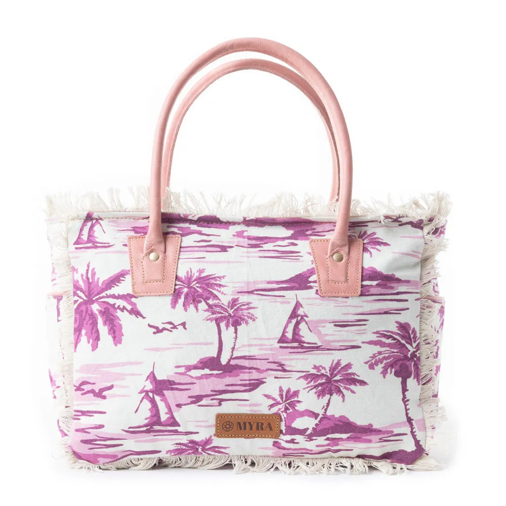 Saint Tropez Tote Bag In White & Purple sold by Myra Bag product image thumbnail 3