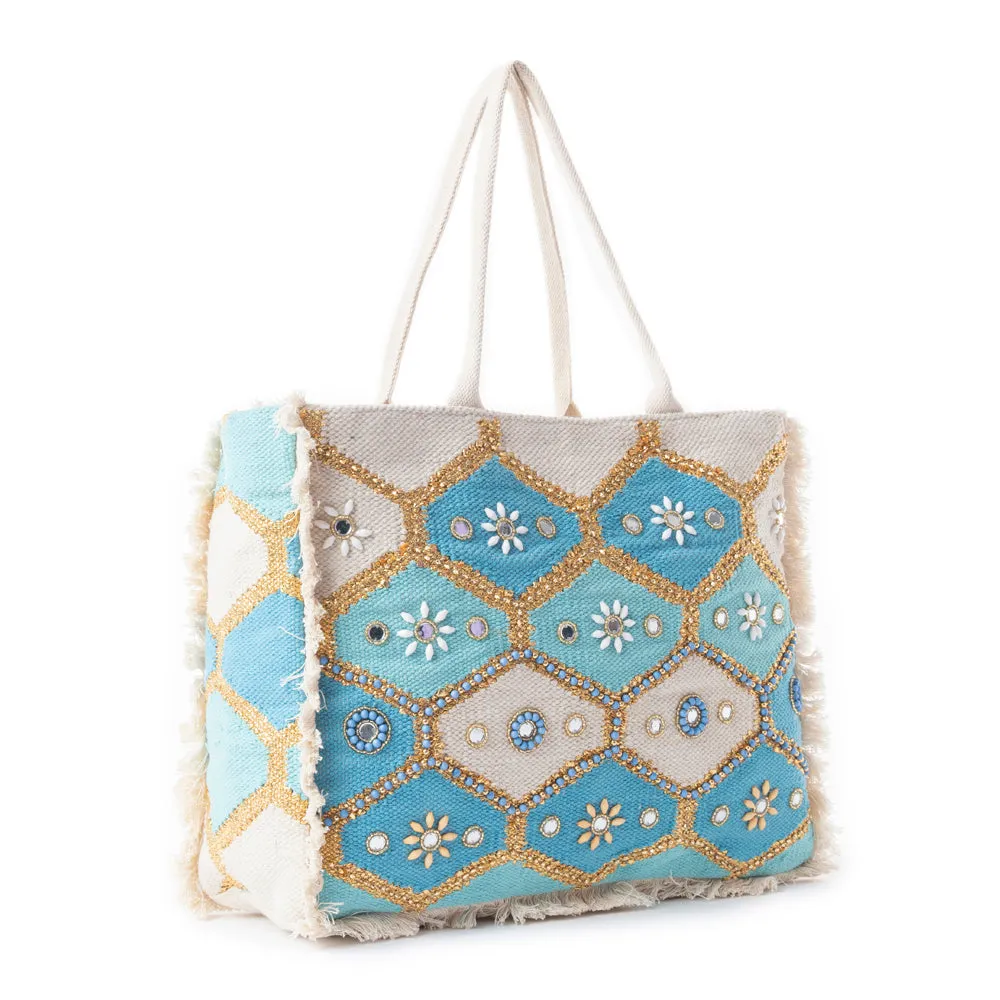 Sonoran Starlight Weekender Bag In Blue & White sold by Myra Bag product image thumbnail 2
