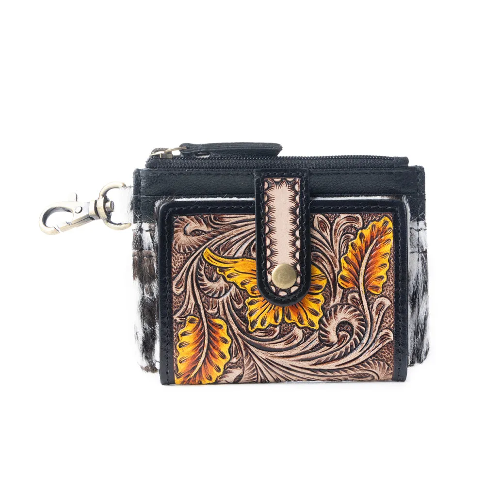 Wildflowers of the Prairie Credit Card Holder In Black & Brown sold by Myra Bag
