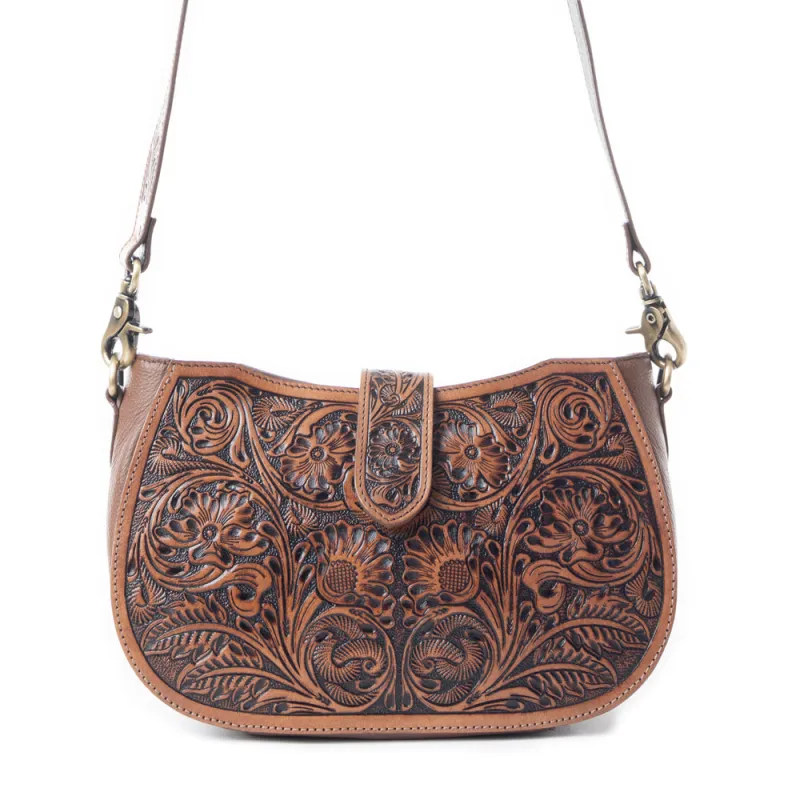 Wildflowers of the Prairie Bag In Dark Brown sold by Myra Bag