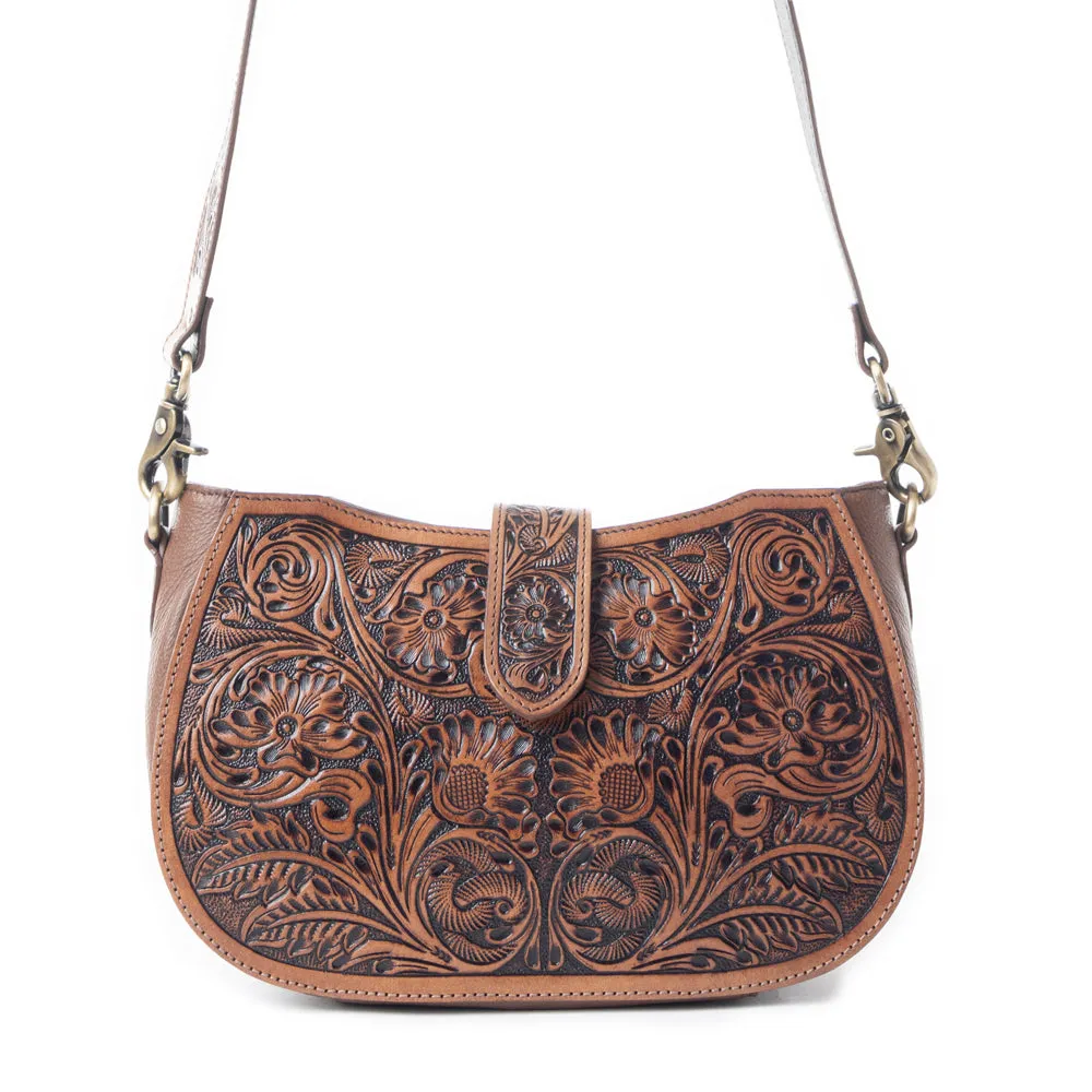 Wildflowers of the Prairie Bag In Dark Brown sold by Myra Bag