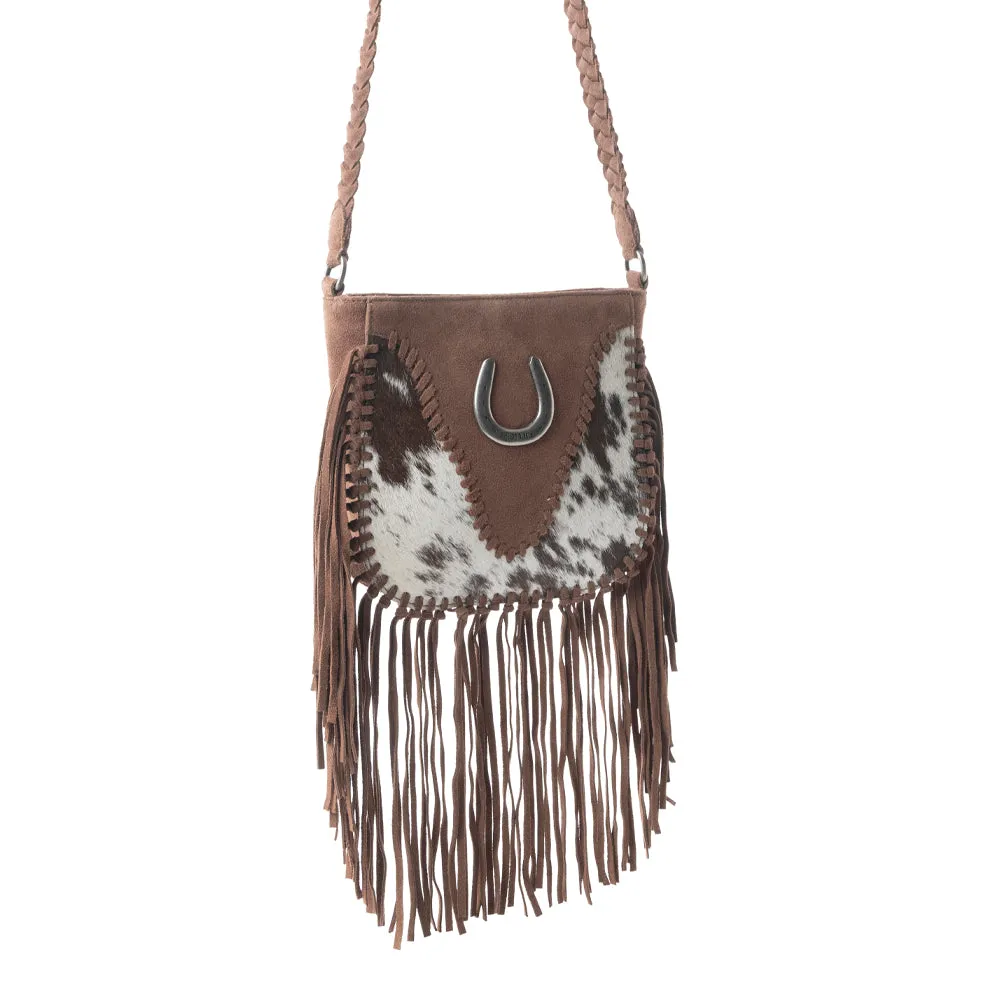 Mustang's Luck Leather And Hairon Bag In Brown & White sold by Myra Bag product image thumbnail 3