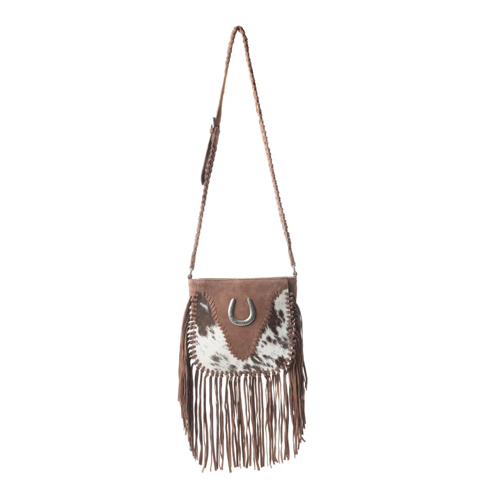 Mustang's Luck Leather And Hairon Bag In Brown & White sold by Myra Bag product image thumbnail 2