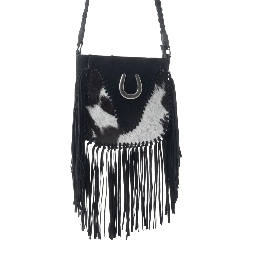 Mustang's Luck Leather And Hairon Bag In Black & White sold by Myra Bag product image thumbnail 3