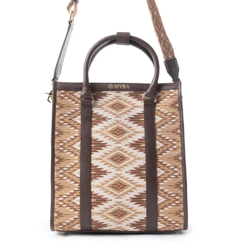 Tribal Legacy Tote Bag In Dark Brown sold by Myra Bag