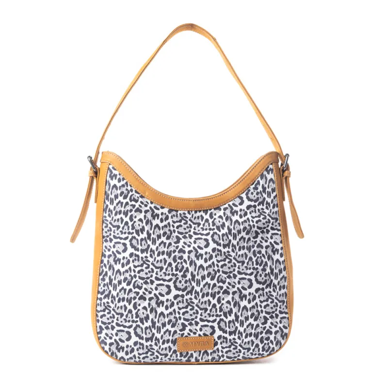 Desert Snow Leopard Leather Bag In Animal Print sold by Myra Bag