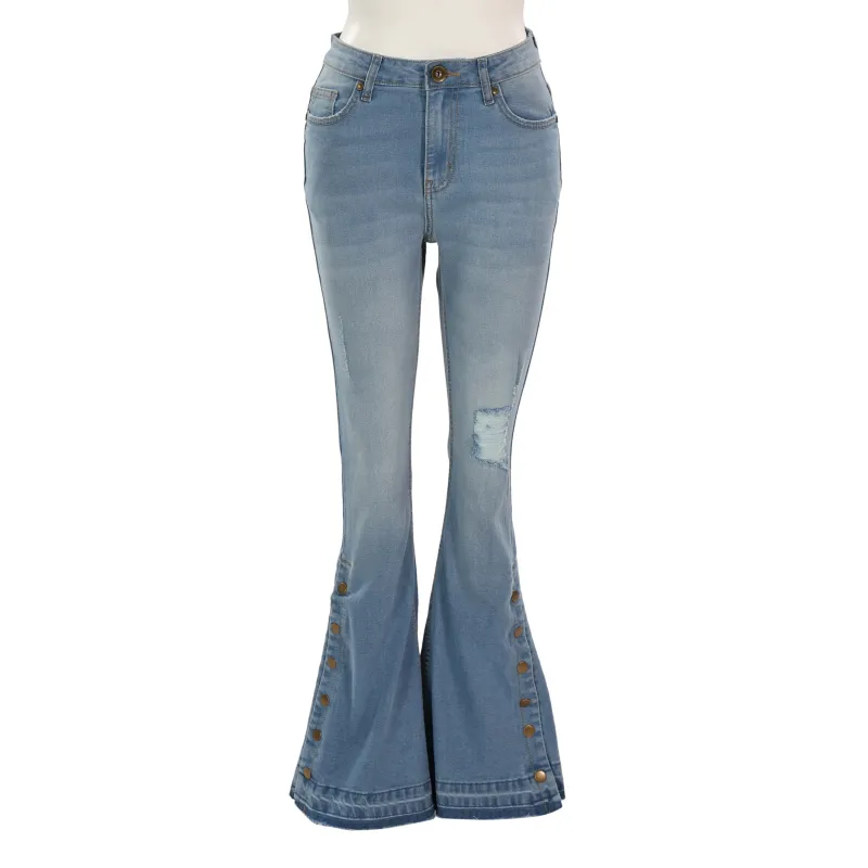 Regina Flared Button Accent Leg Jeans sold by Myra Bag