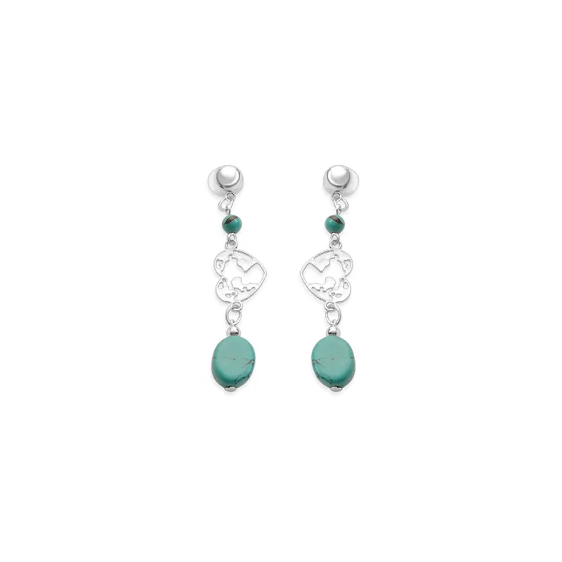 Rugged Heart Earrings In Blue sold by Myra Bag