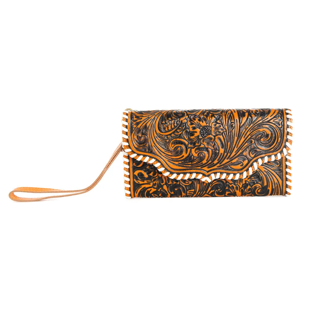 Desert Roses Wallet in Crimson In Orange sold by Myra Bag