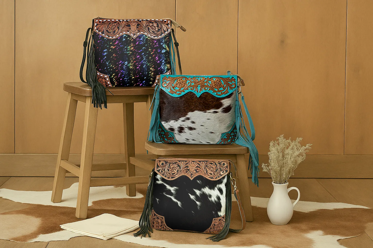 Tumbleweed Trail Fringed Hand-Tooled Bag Variant Combo sold by Myra Bag