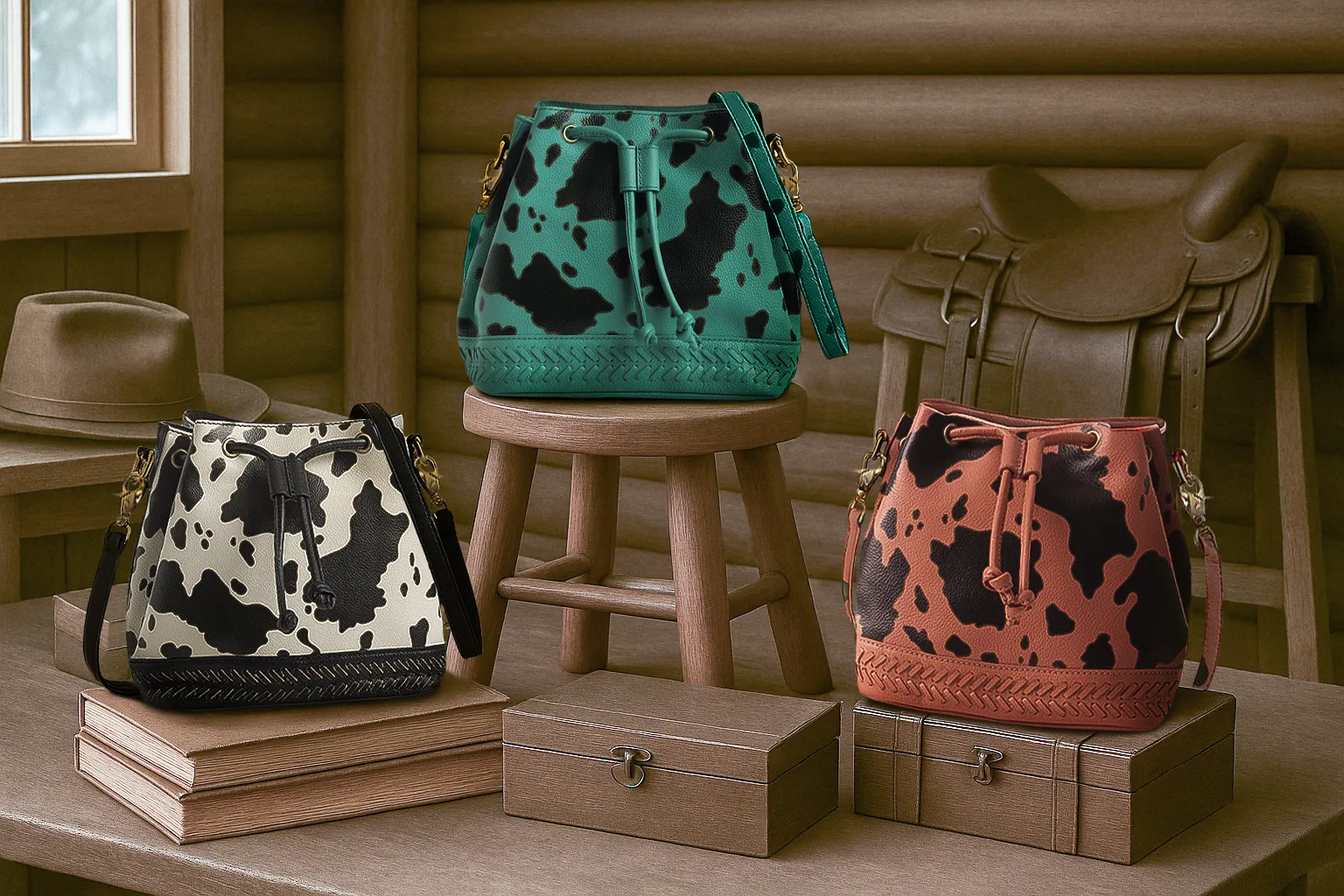 Ranch Holstein Heritage Bucket Bag Variant Combo sold by Myra Bag