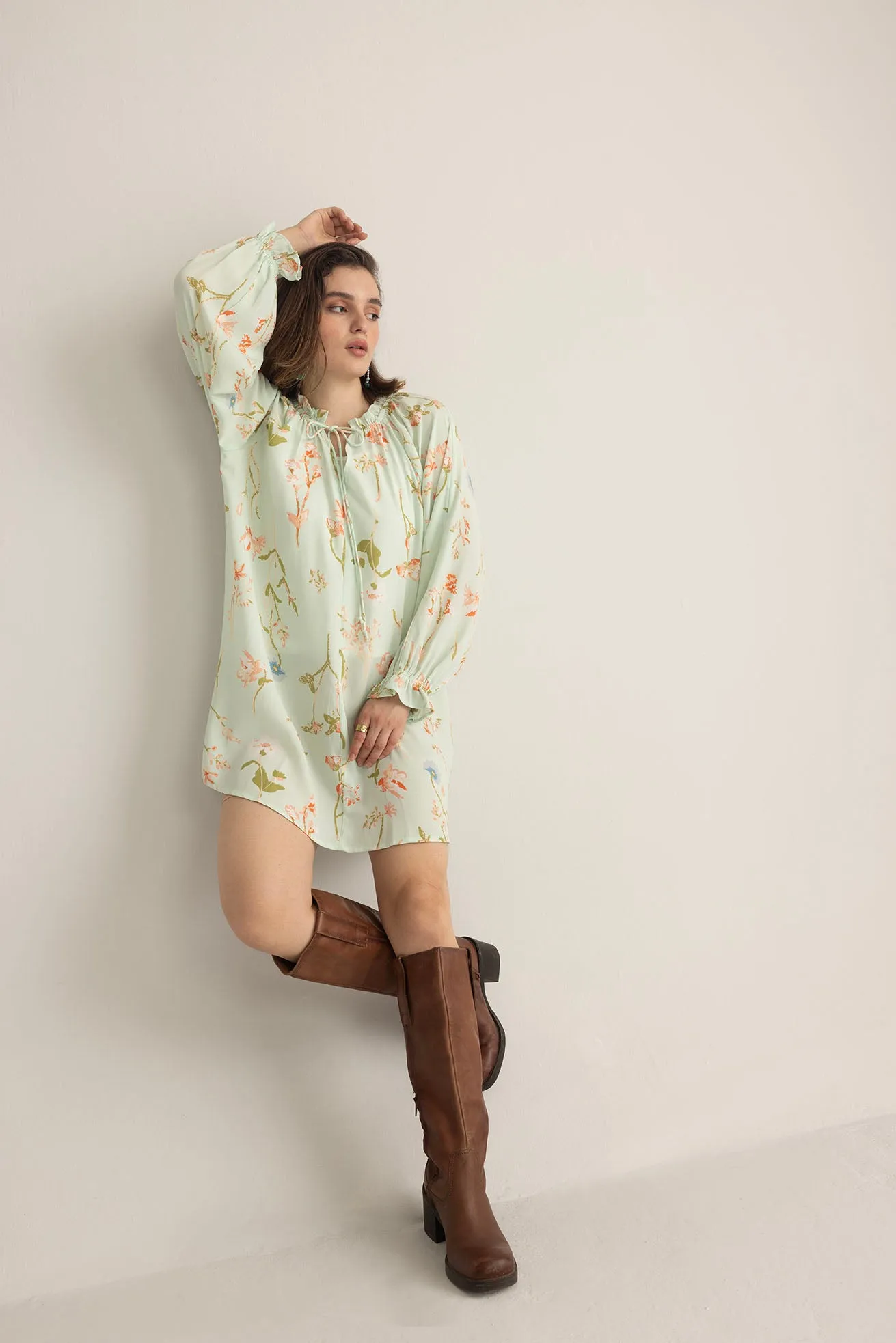 Wildflower Whisper Mini Dress in Mint sold by Myra Bag