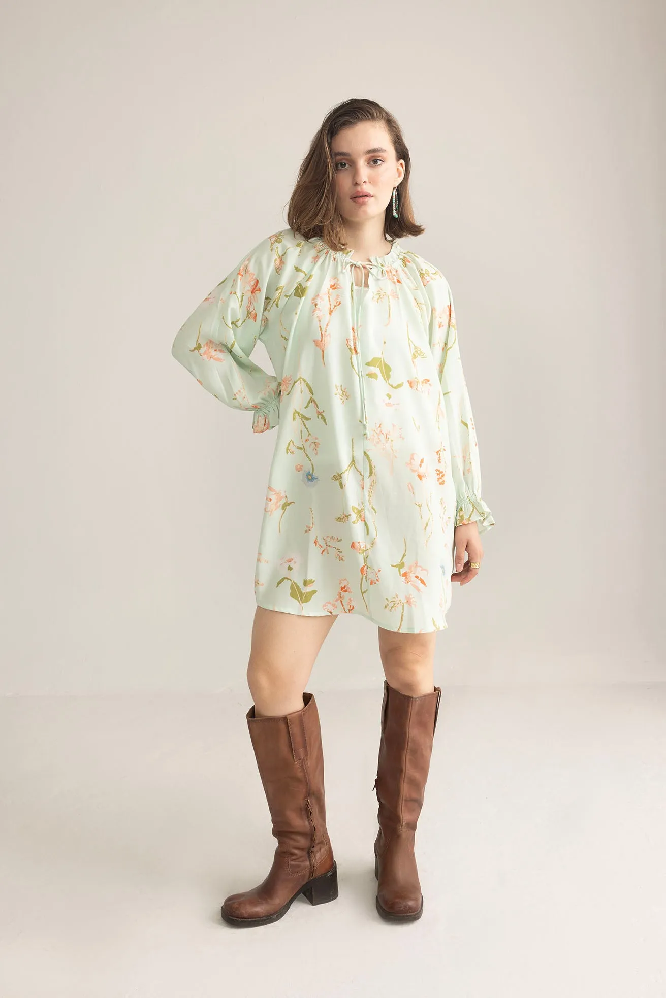 Wildflower Whisper Mini Dress in Mint sold by Myra Bag product image thumbnail 2