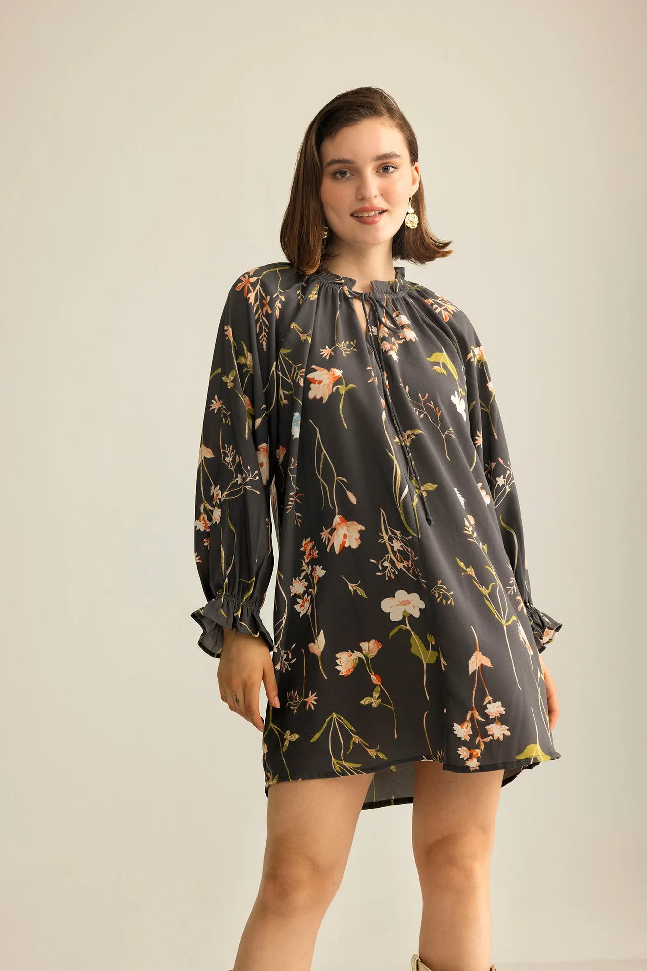 Wildflower Whisper Mini Dress in Dusk Grey sold by Myra Bag product image thumbnail 2