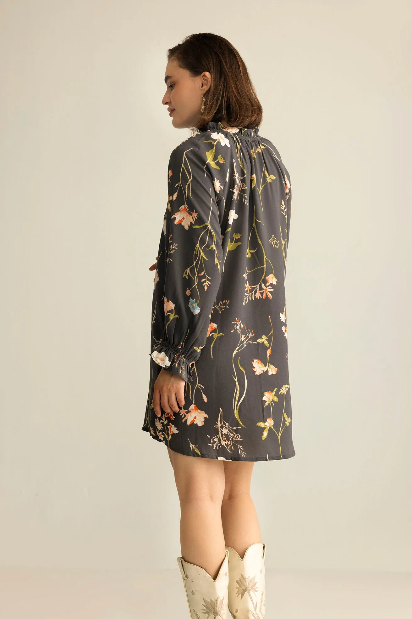 Wildflower Whisper Mini Dress in Dusk Grey sold by Myra Bag product image thumbnail 3