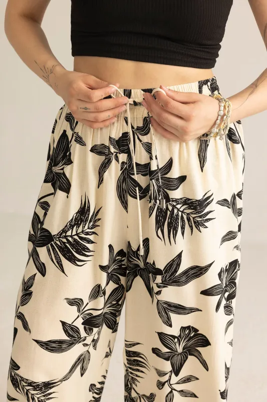 Zen Garden Women's Pants in White & Black sold by Myra Bag