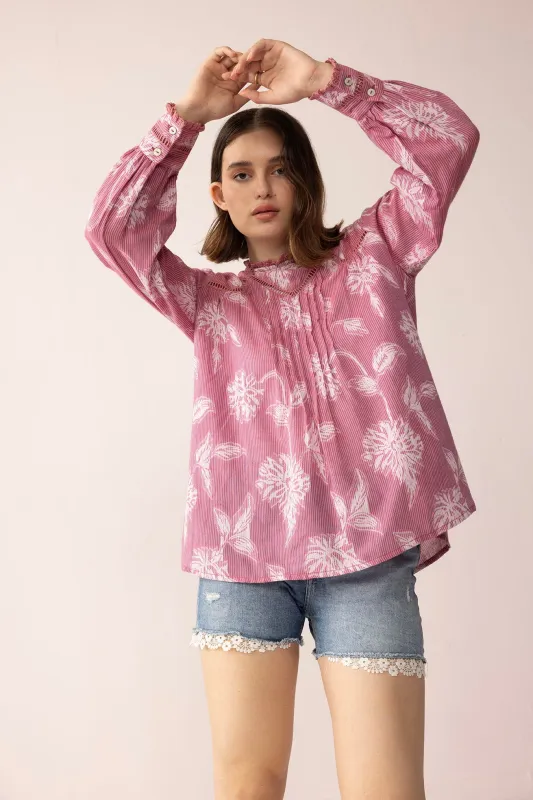 Victorian Bloom Blouse in Dusty Pink sold by Myra Bag