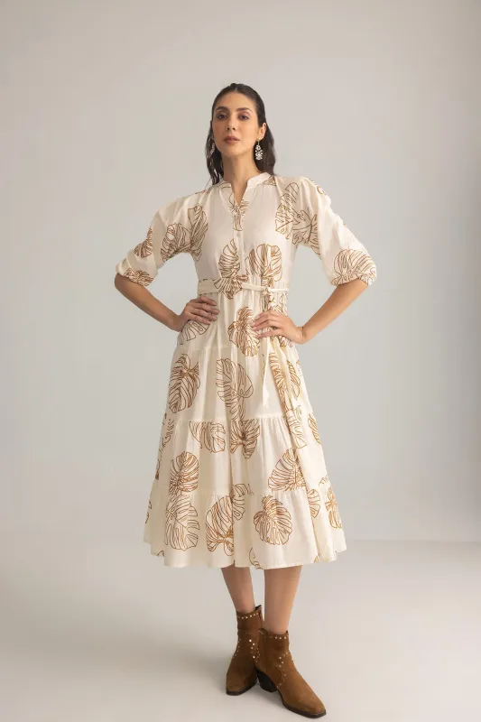 Botanica Moon Maxi Dress in Shadow White sold by Myra Bag