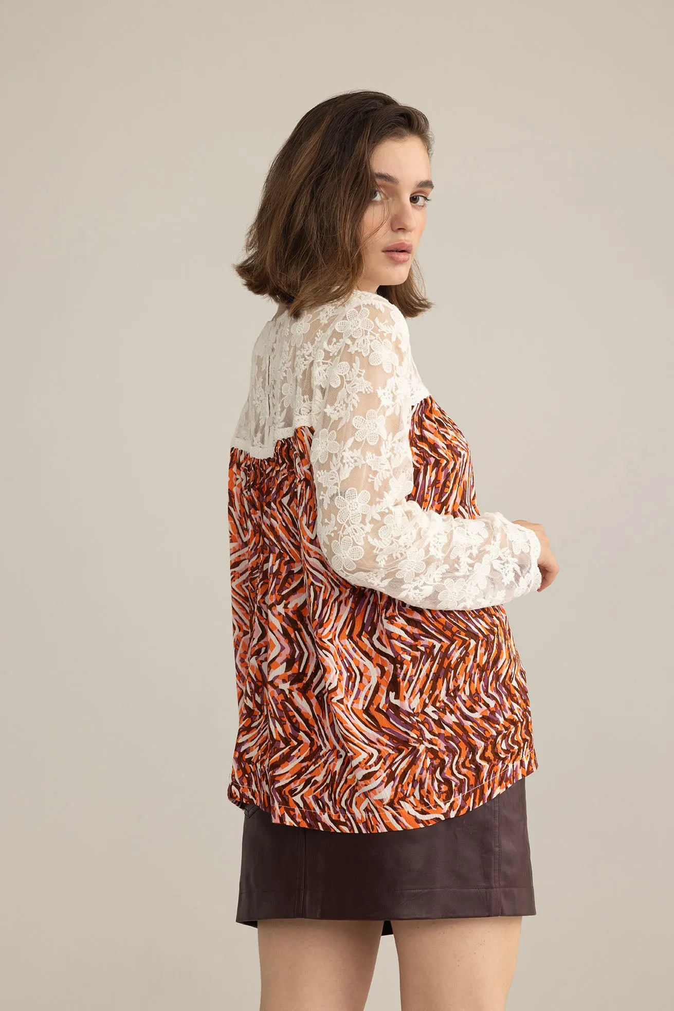 Tigerlily Lace Top in Multicolor Print sold by Myra Bag product image thumbnail 2