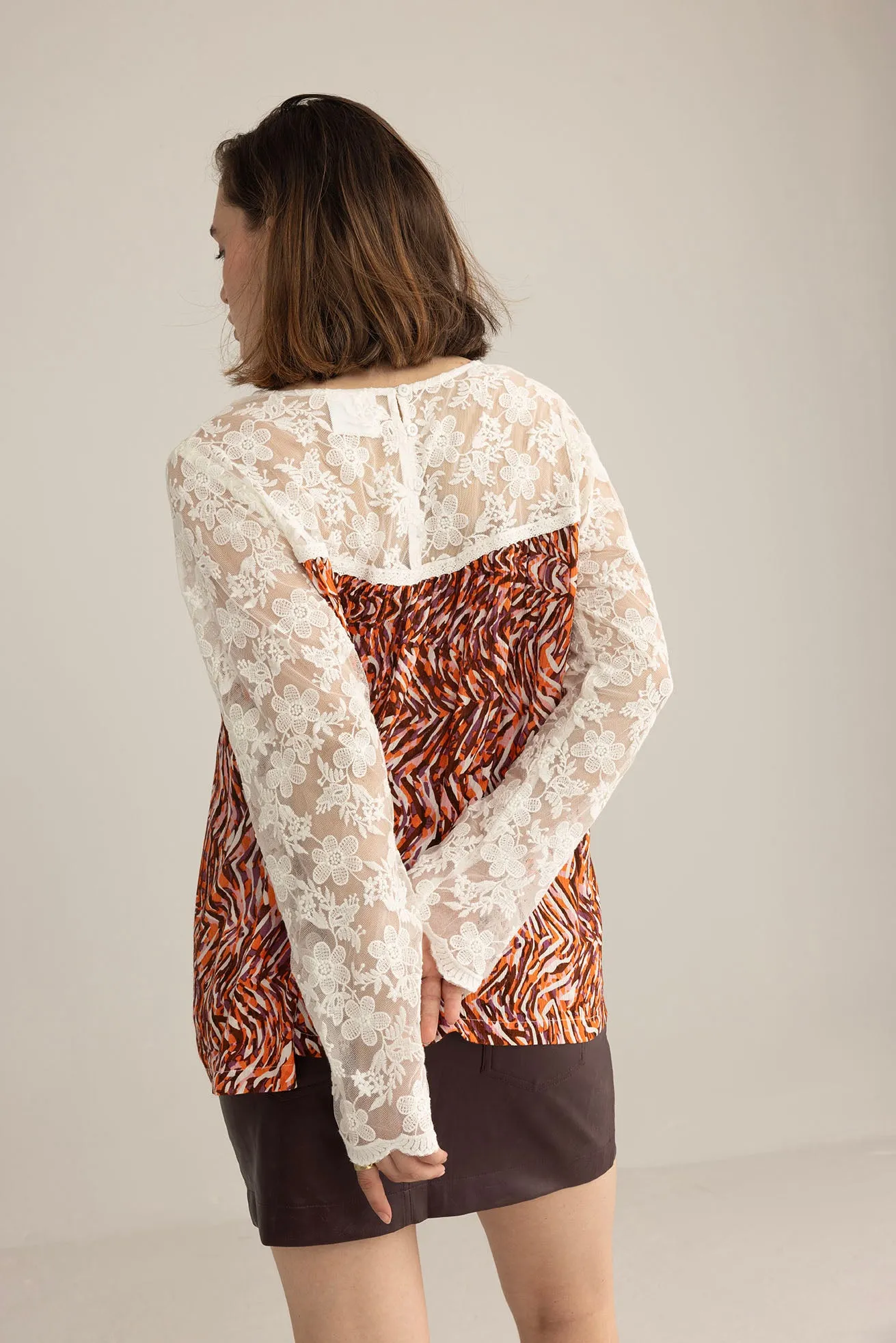 Tigerlily Lace Top in Multicolor Print sold by Myra Bag product image thumbnail 3