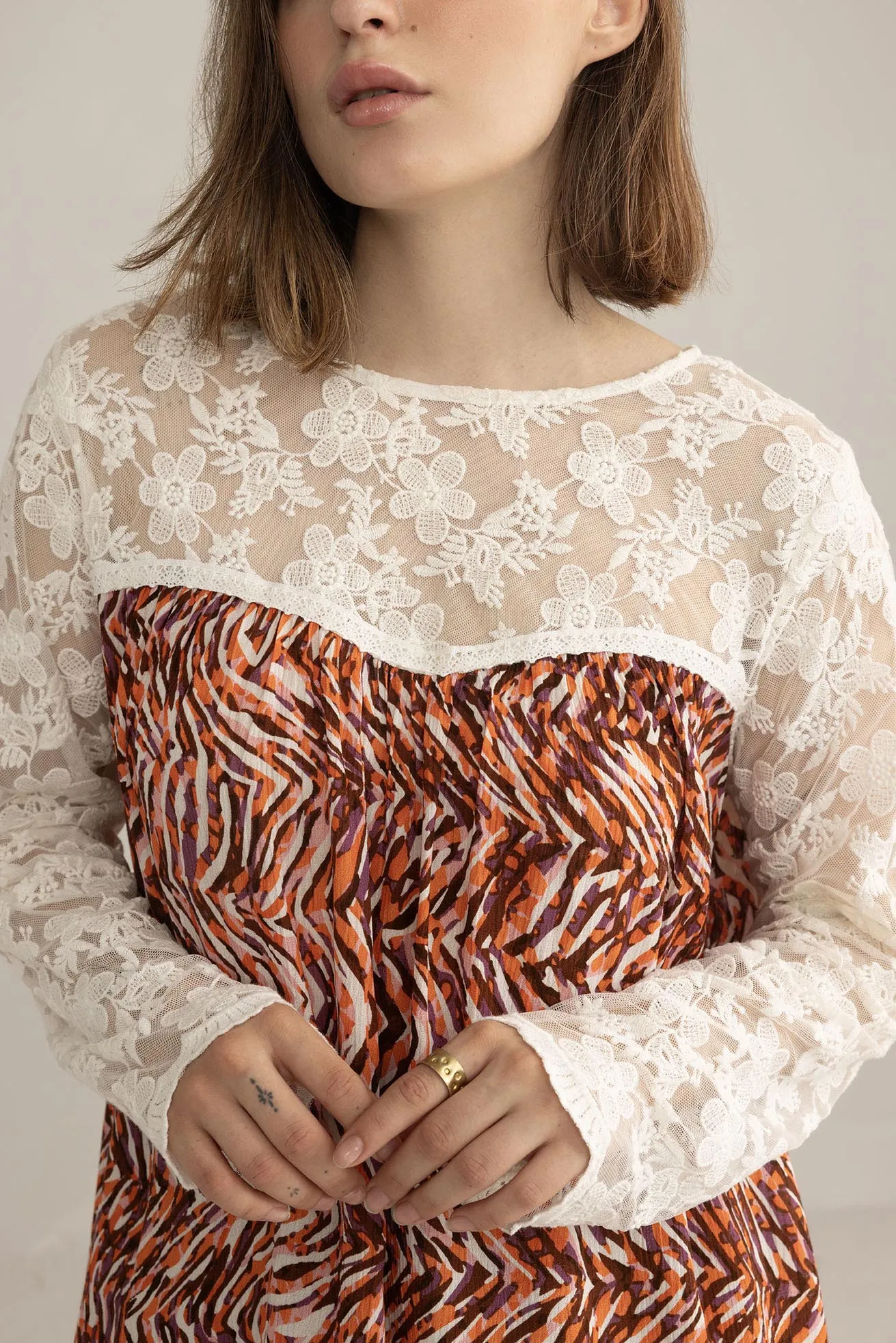 Tigerlily Lace Top in Multicolor Print sold by Myra Bag product image thumbnail 4