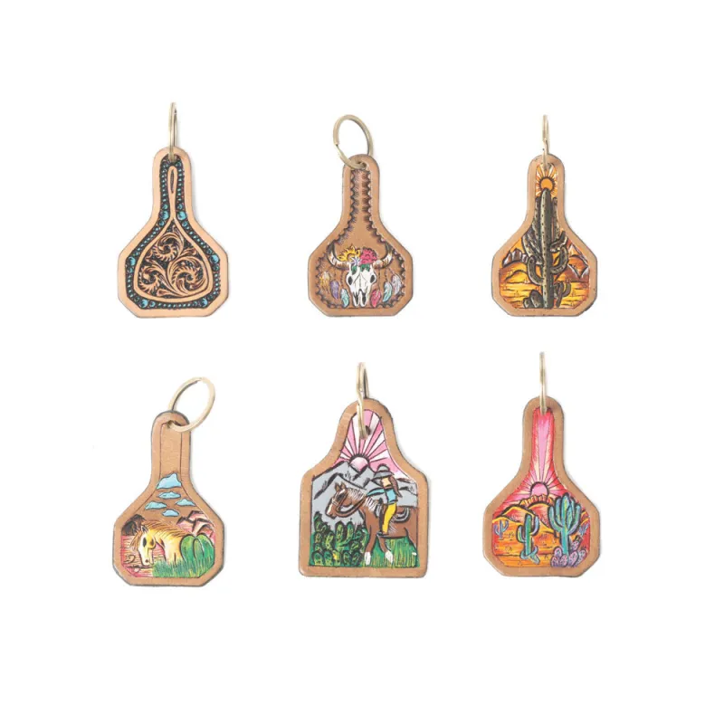 Meadow Drop Tooled Leather Key Fob Variant Combo sold by Myra Bag