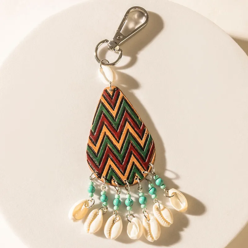 Chevron Song Keychain in Terracotta Red sold by Myra Bag
