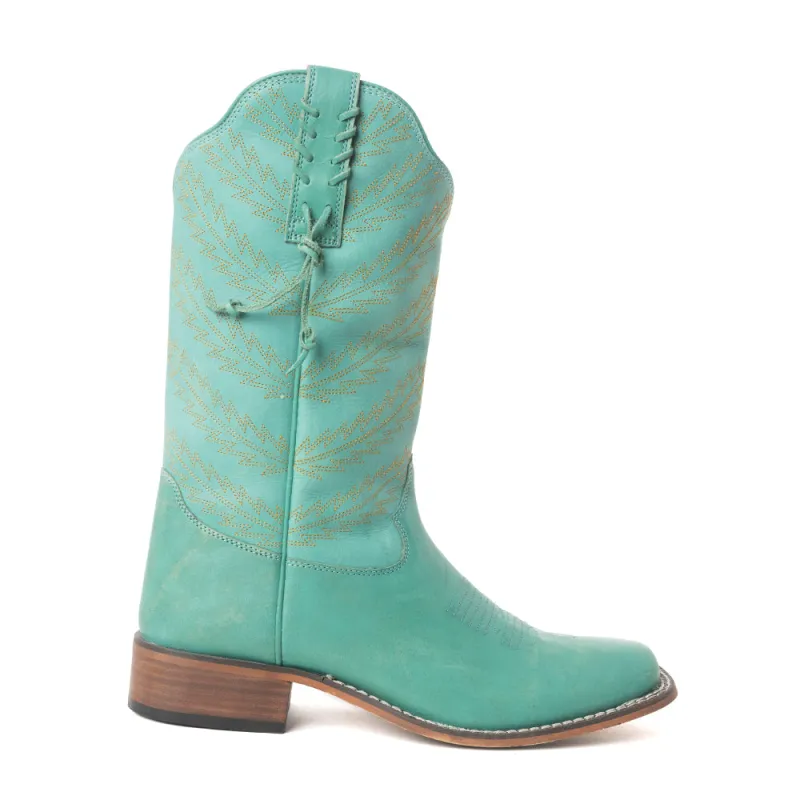 Bluebonnet Embroidered Western Leather Boots in Teal sold by Myra Bag
