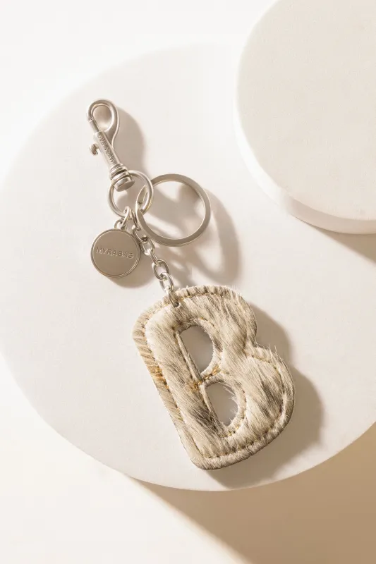 Alpha 'B' Hairon Bag Charm in Vanilla Dust sold by Myra Bag