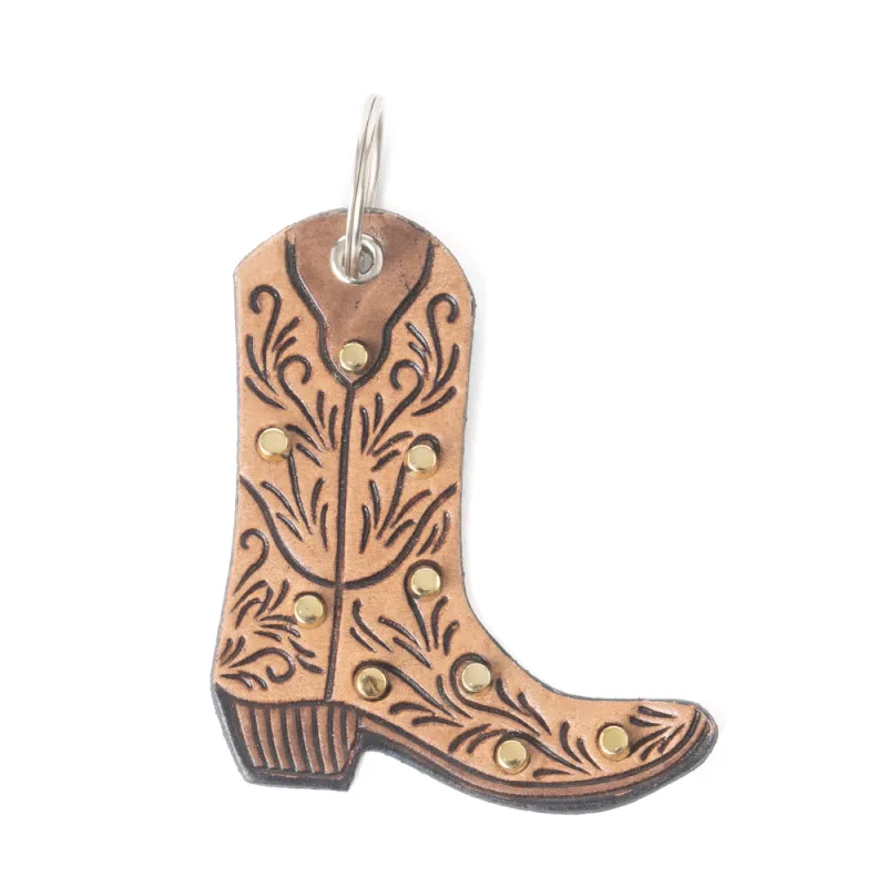 Saddleblossom Leather Key Fob in Spiced Tan sold by Myra Bag