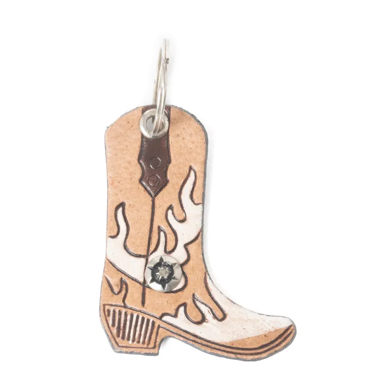 Boot Scootin’ Charm Leather Key Fob in Bronco Beige sold by Myra Bag
