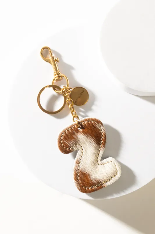 Alpha 'Z' Hairon Bag Charm in Brown & White sold by Myra Bag