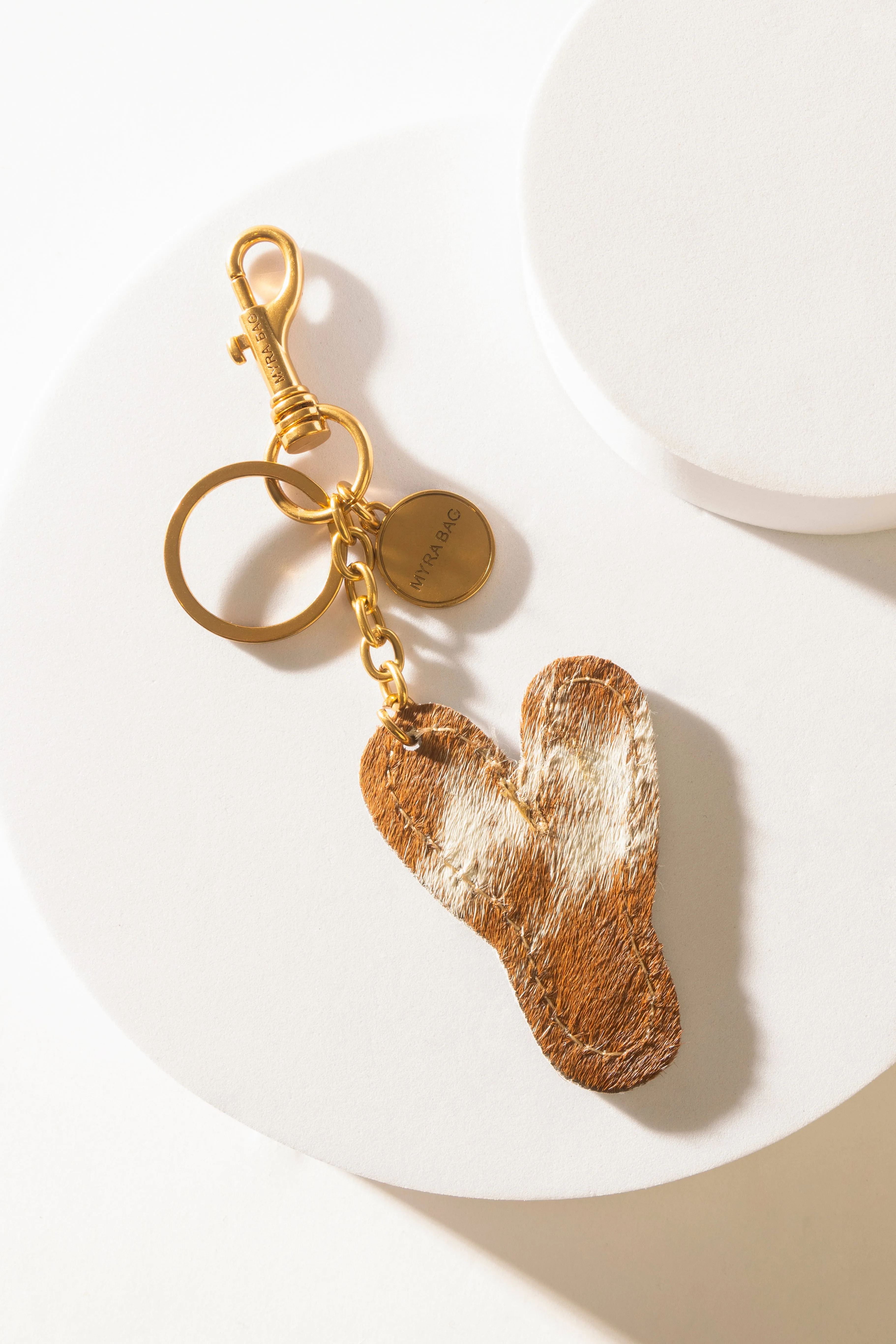 Alpha 'Y' Hairon Bag Charm in Brown & White sold by Myra Bag product image thumbnail 2