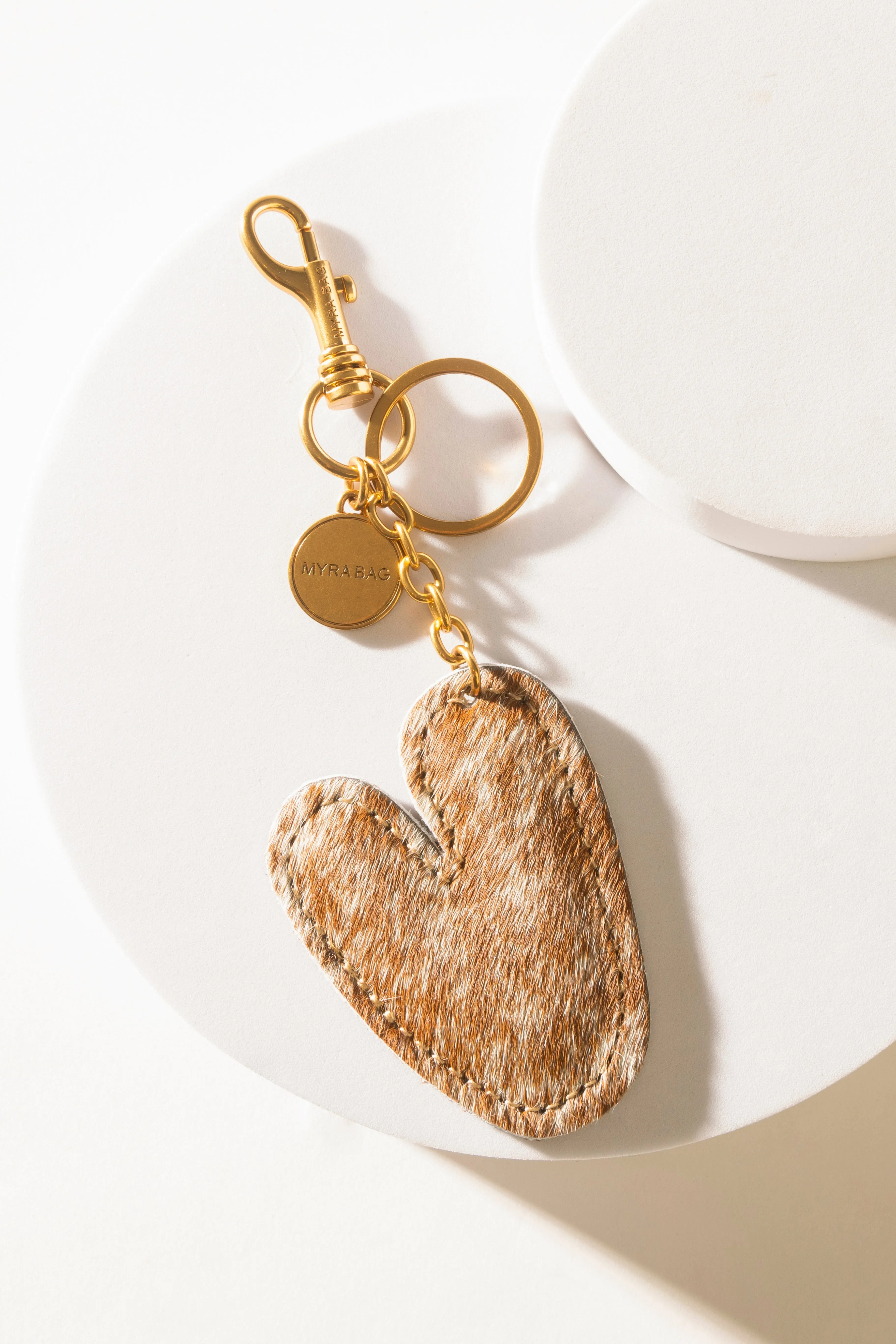 Alpha 'V' Hairon Bag Charm in Brown & White sold by Myra Bag product image thumbnail 2