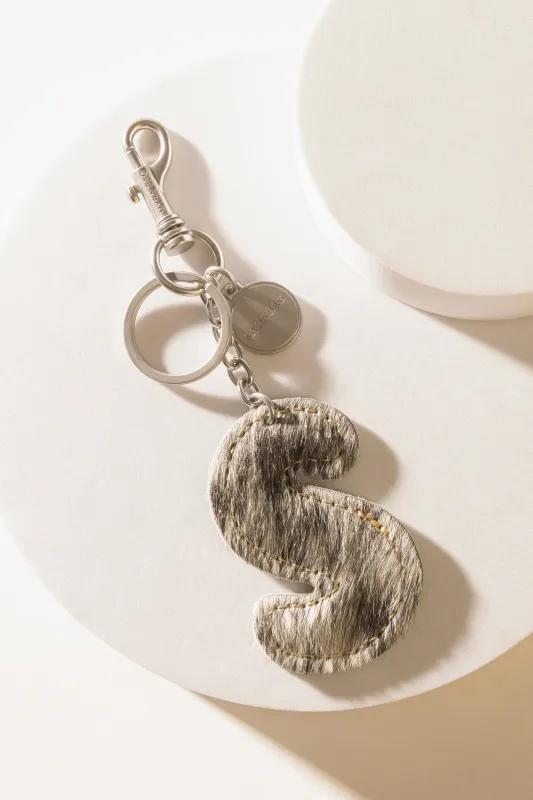 Alpha 'S' Hairon Bag Charm in Vanilla Dust sold by Myra Bag
