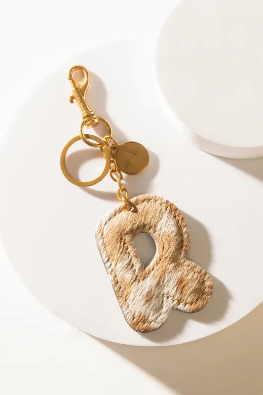 Alpha 'R' Hairon Bag Charm in Brown & White sold by Myra Bag