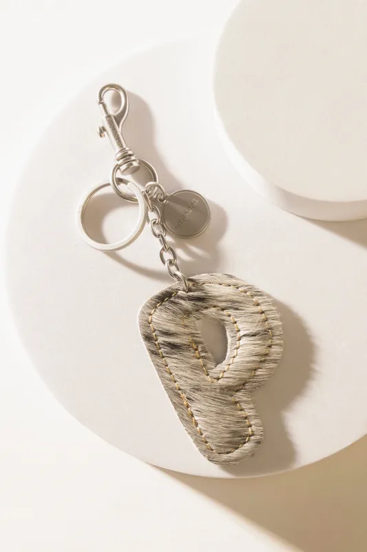 Alpha 'P' Hairon Bag Charm in Vanilla Dust sold by Myra Bag