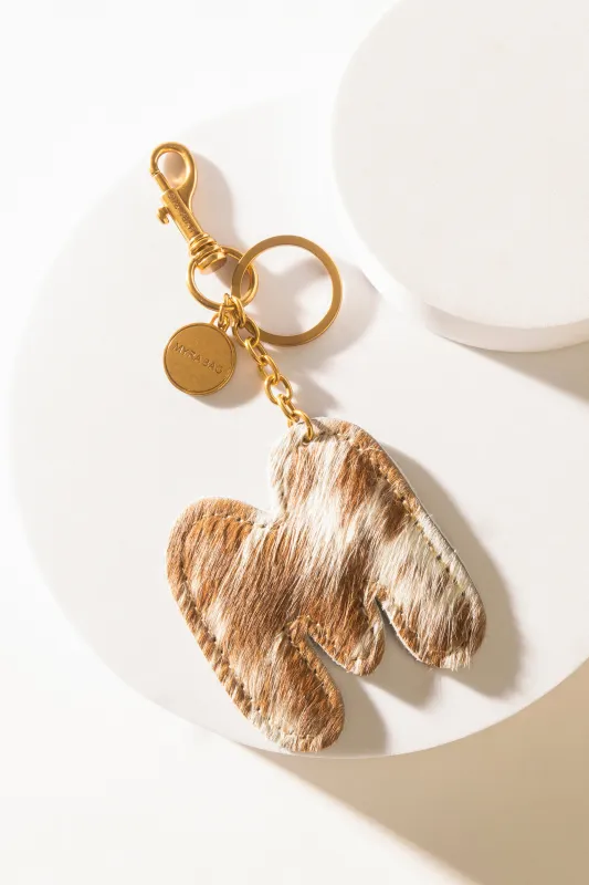 Alpha 'M' Hairon Bag Charm in Brown & White sold by Myra Bag